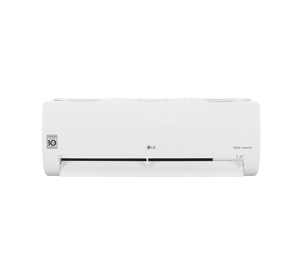 A white LQ 18K BTU Inverter AC in a white