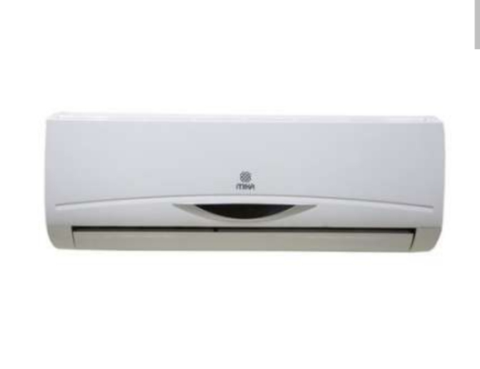 A white Mika 12000 BTU AC in a white background