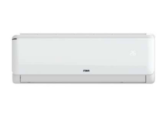 A white Mika 12000 BTU Inverter AC in a white background