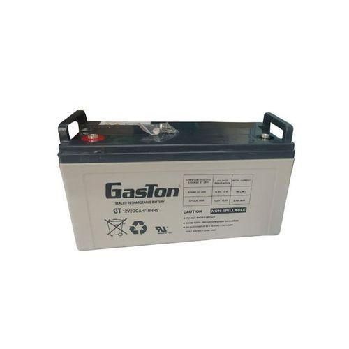 A gray 200Ah Gaston battery in a white background