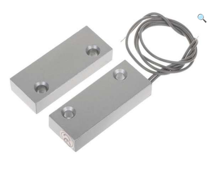 Two silver contact sensor parts in a white background