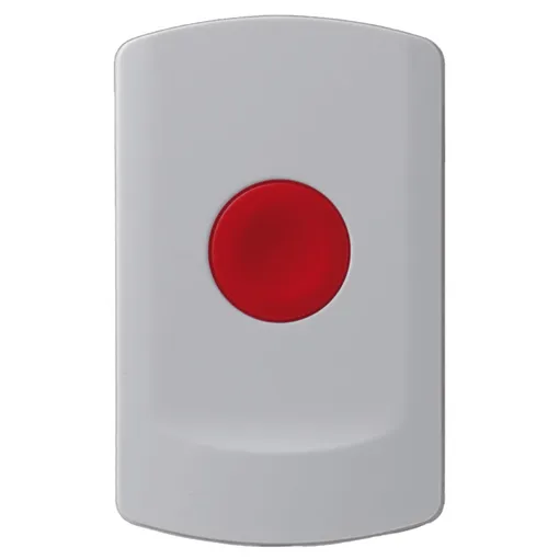 A white fixed panic button in a white background