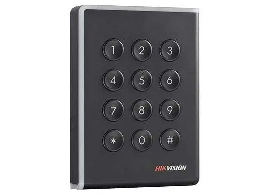 A small black keypad with round buttons
