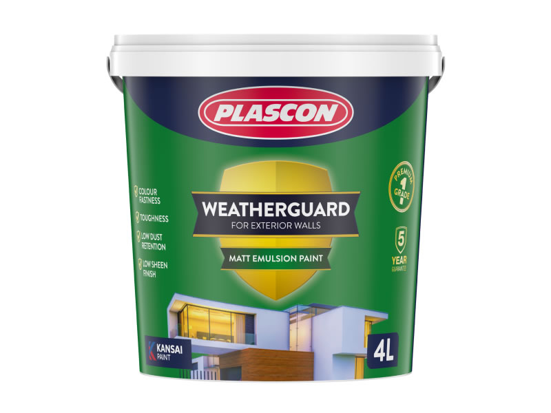 A plascon WeatherGuard in a white background