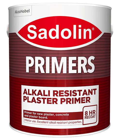 A tin of Sadolin Alkali Primer Paint in a white background