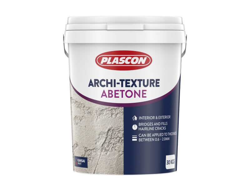 A bucket of Archi-texture Abetone paint in a white background