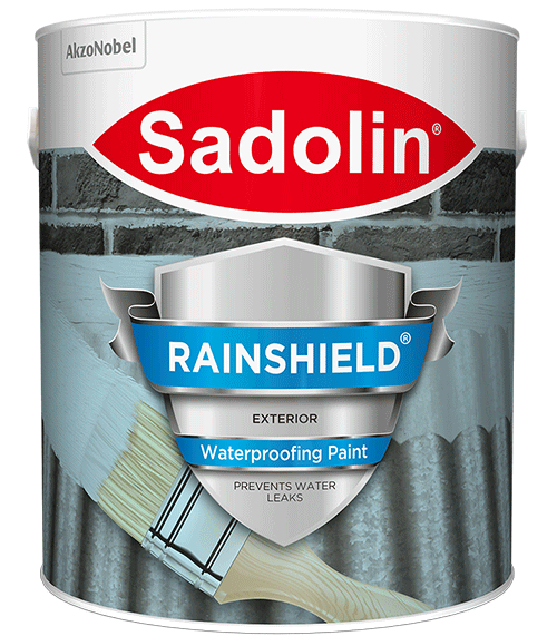 A tin of Sadolin Rainshield Paint in a white background