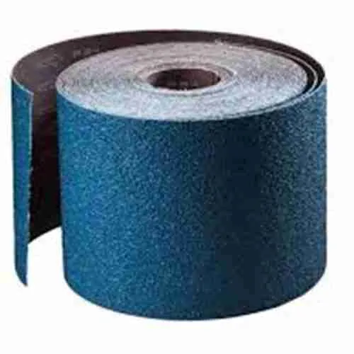 A blue colored roll of sand paper in a white background