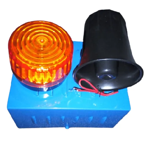 A siren kit including a sounder and flashlight in a white background