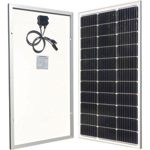 A black colored Monocrystalline SolarMax Panel in a white background