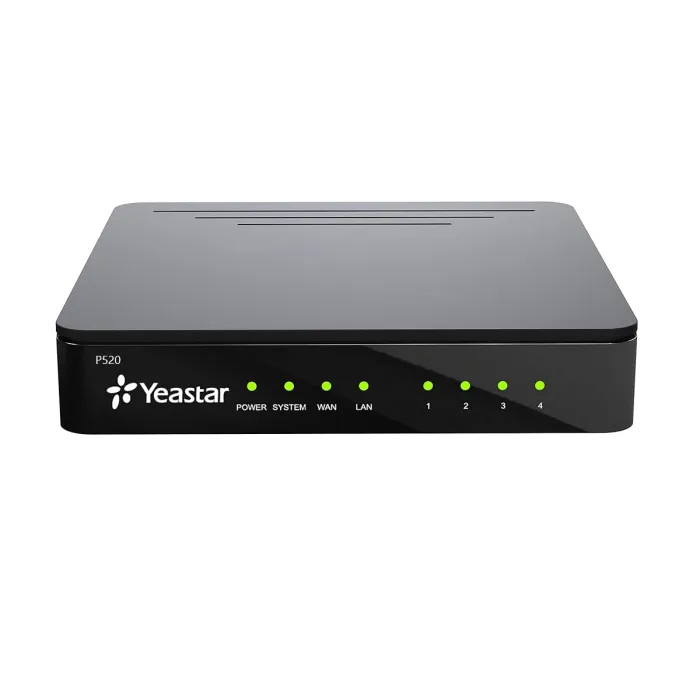 A black Yeastar VoIP PBX Phone system in a white background