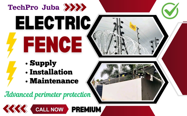 An electric fence installation banner