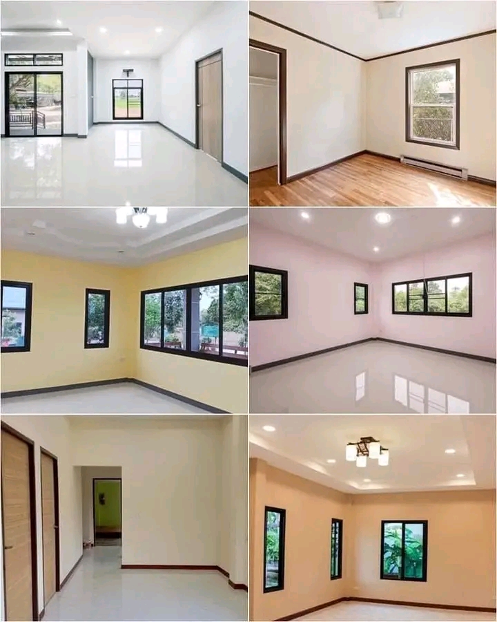 a combination 
            of six interiors of different houses in different colours