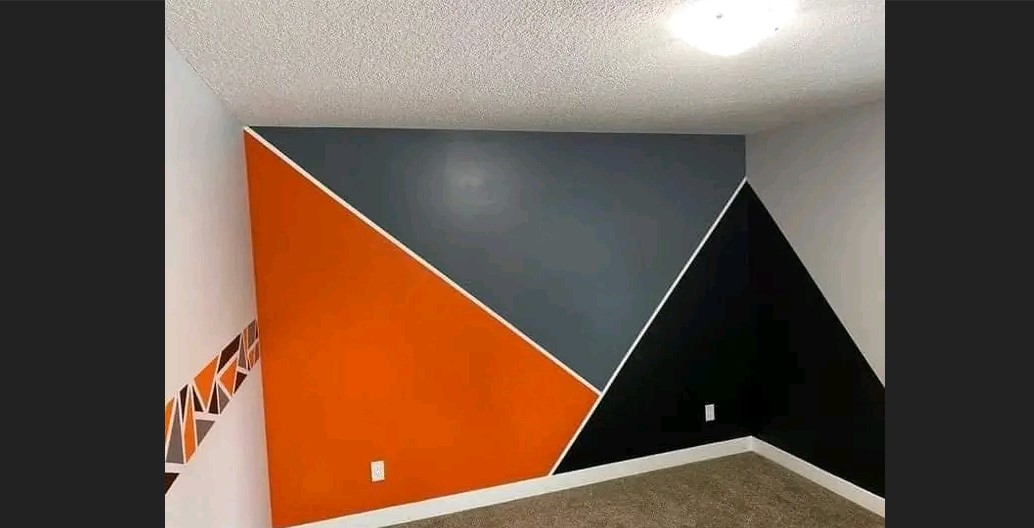 Interior design shapes with black and orange colors
